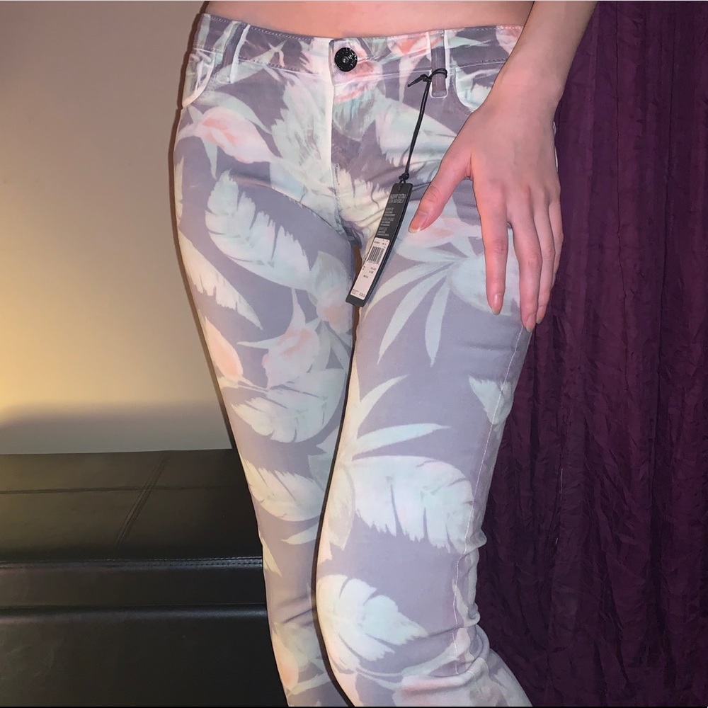 Guess Green Jeans with Flowers